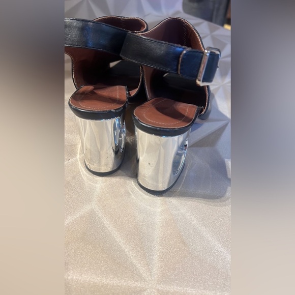 Marni Black Leather Heels with Silver Block Heel size EU37 - Picture 3 of 9